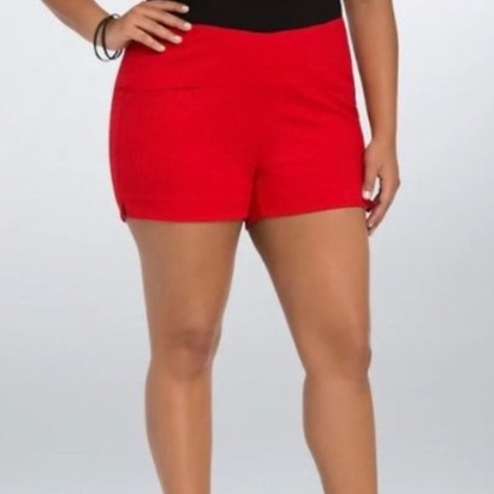 Torrid Red High Waist Textured Back Zip Shorts